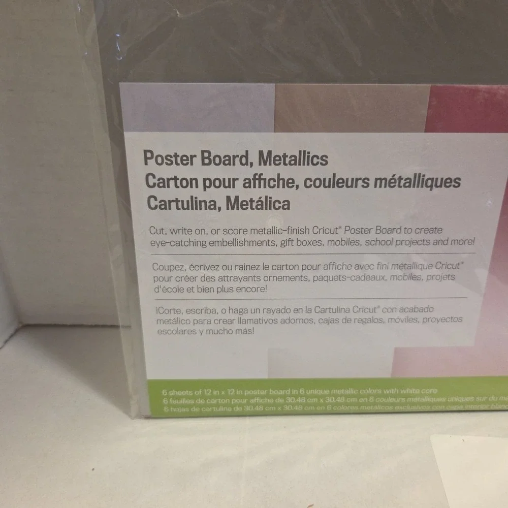 3 Cricut Assorted Sheets Washi, faux leather, Metallic Poster Brd